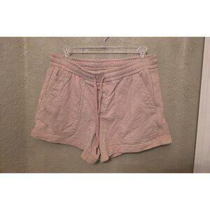 Athleta Farallon Heathered Pink Beige Pull On Shorts 8 Drawstring Waist